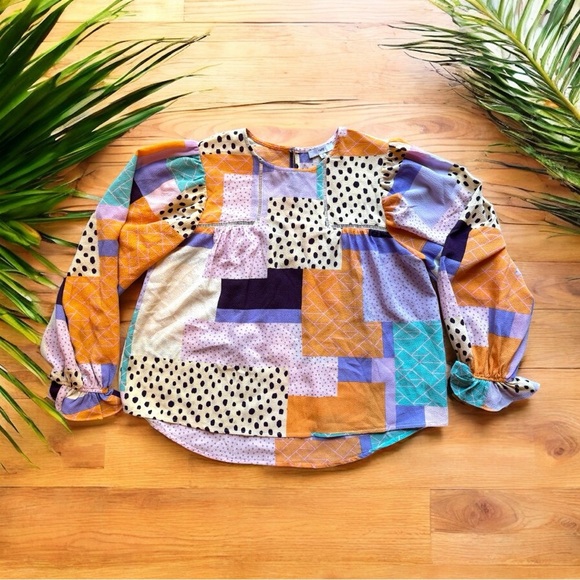 FATE Patchwork Long Sleeve Blouse - Size Small - Picture 5 of 11